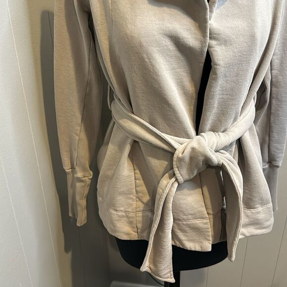 James Perse cement gray open tie belt hoodie sweatshirt/cardigan. Size 1 (small) - Picture 3 of 8